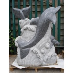 Kopia Fontanna z granitu " 2 zakochane Delfiny na fali" 100cm