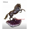  Koń Rumak  z brązu z kamieniami półszlachetnymi 32cm ametyst